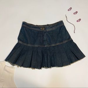 pleaded denim skirt